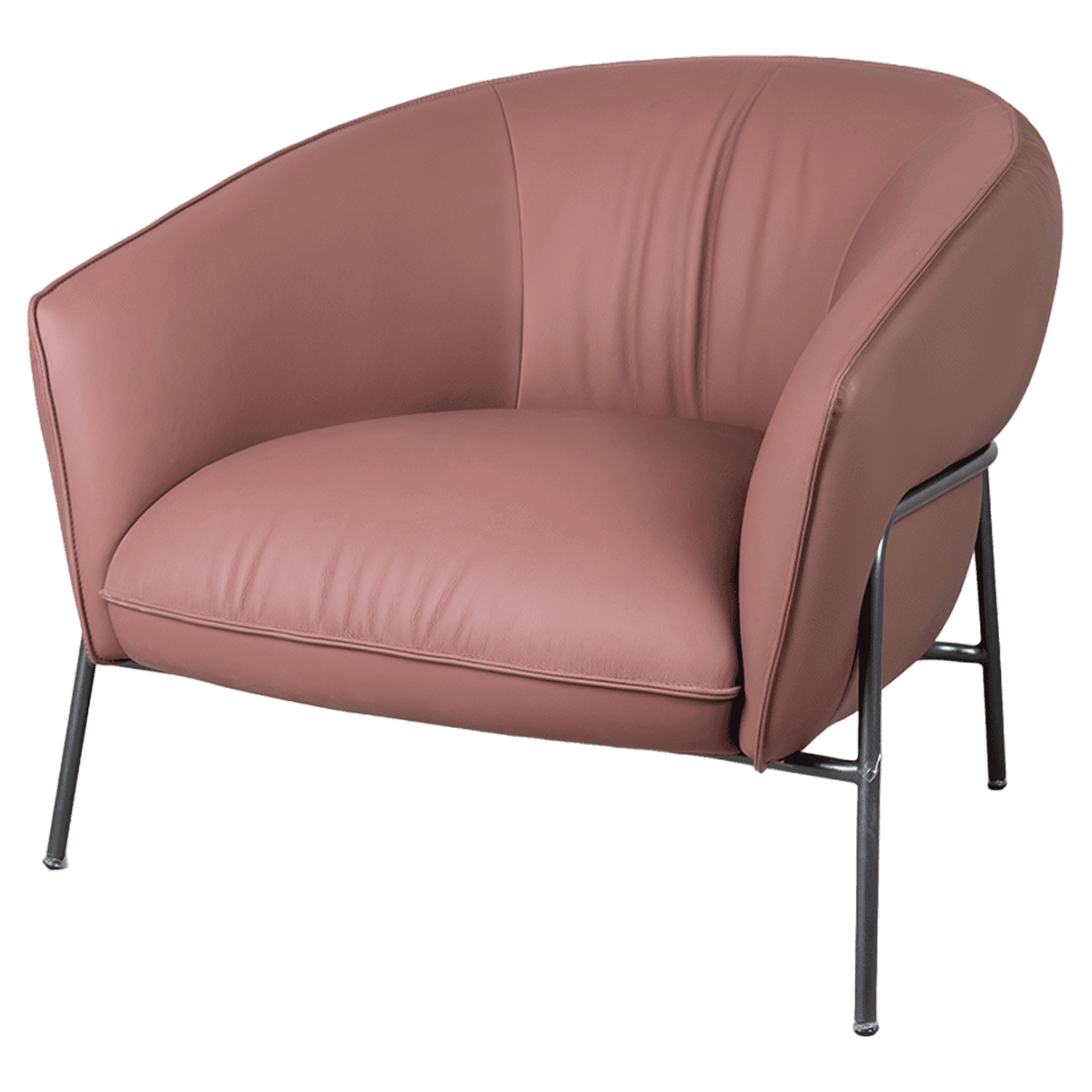 Cognac Leather Barrel Chair — view 1.