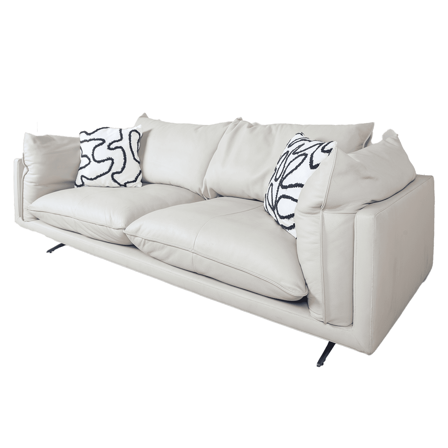 Cream Fabric 3-Seater Sofa — view 1.