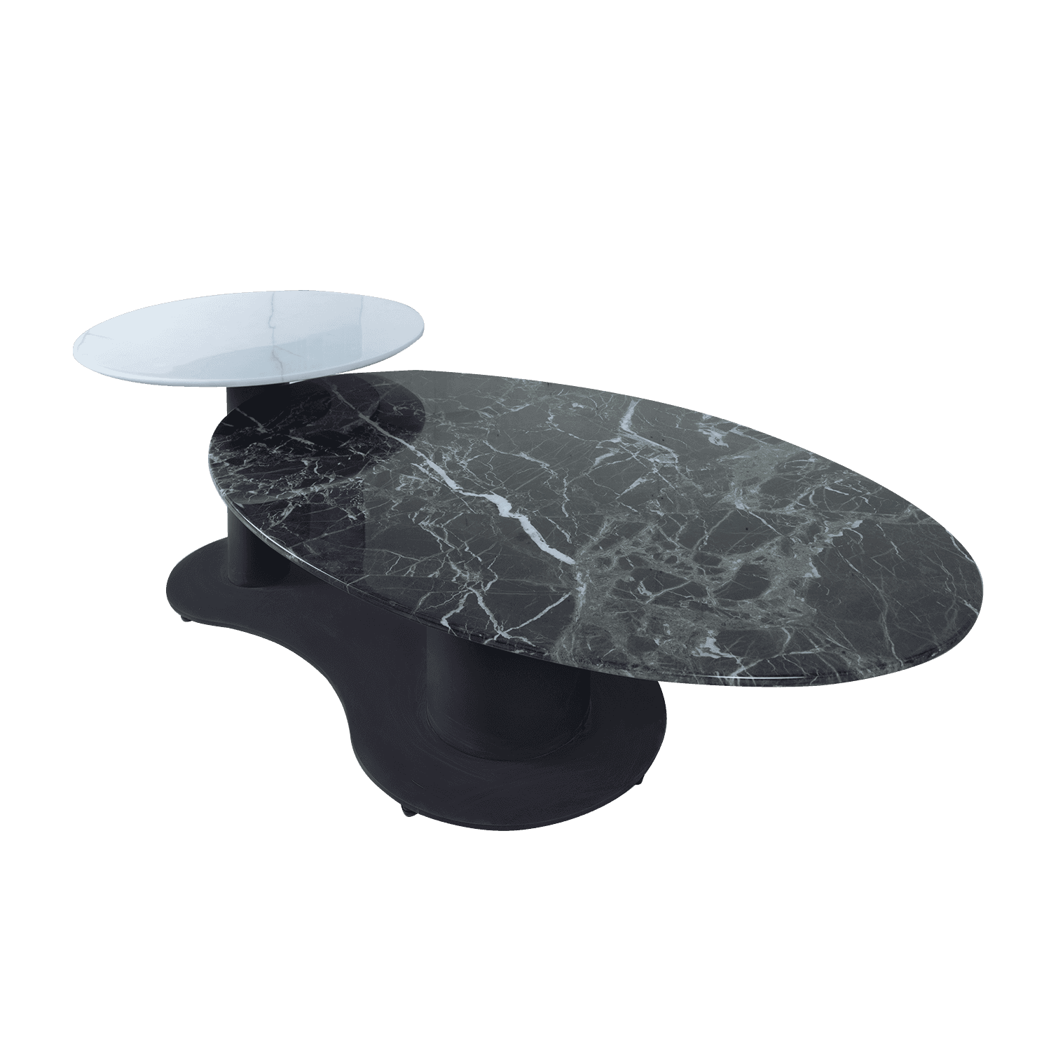 Low Double Marble Top Coffee Table — view 2.