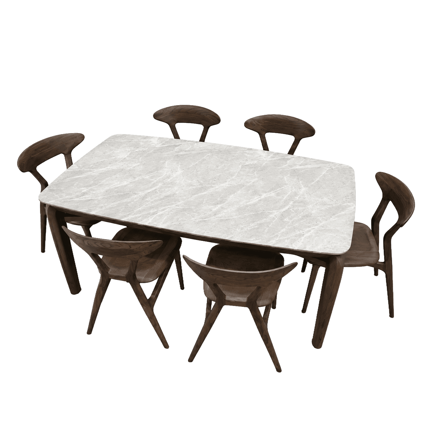 White Marble Top Dining Table — view 1.