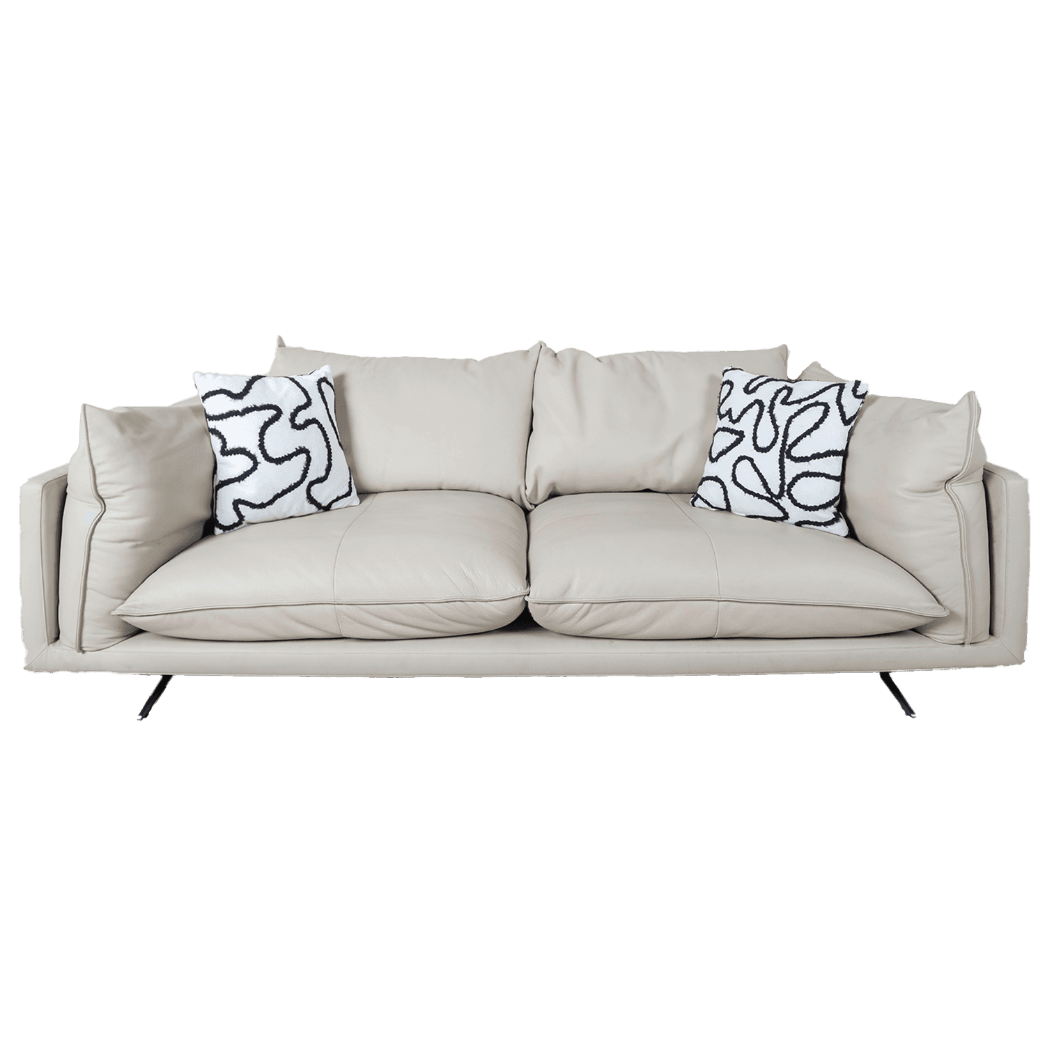 Cream Fabric 3-Seater Sofa — view 2.