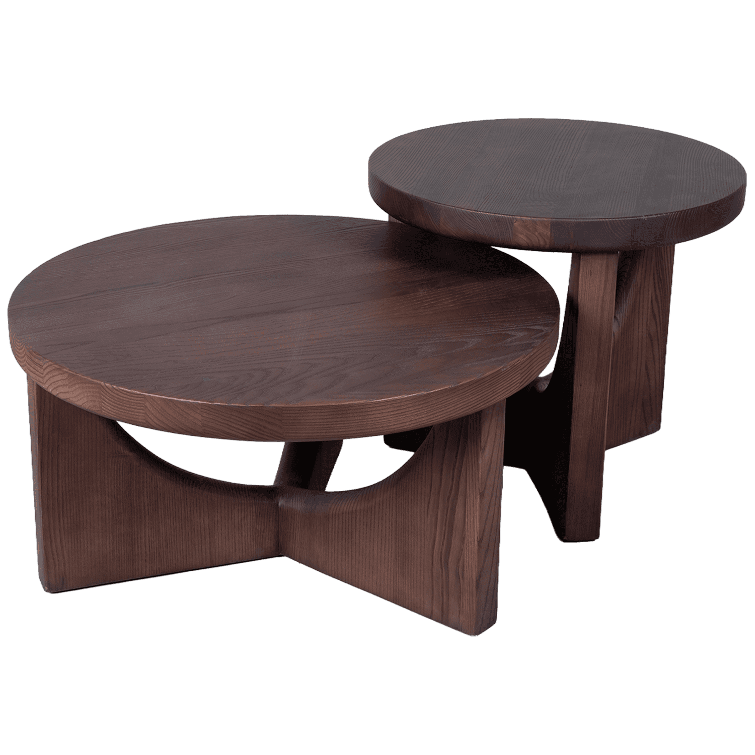 Round Wood-Top Coffee Table — view 1.
