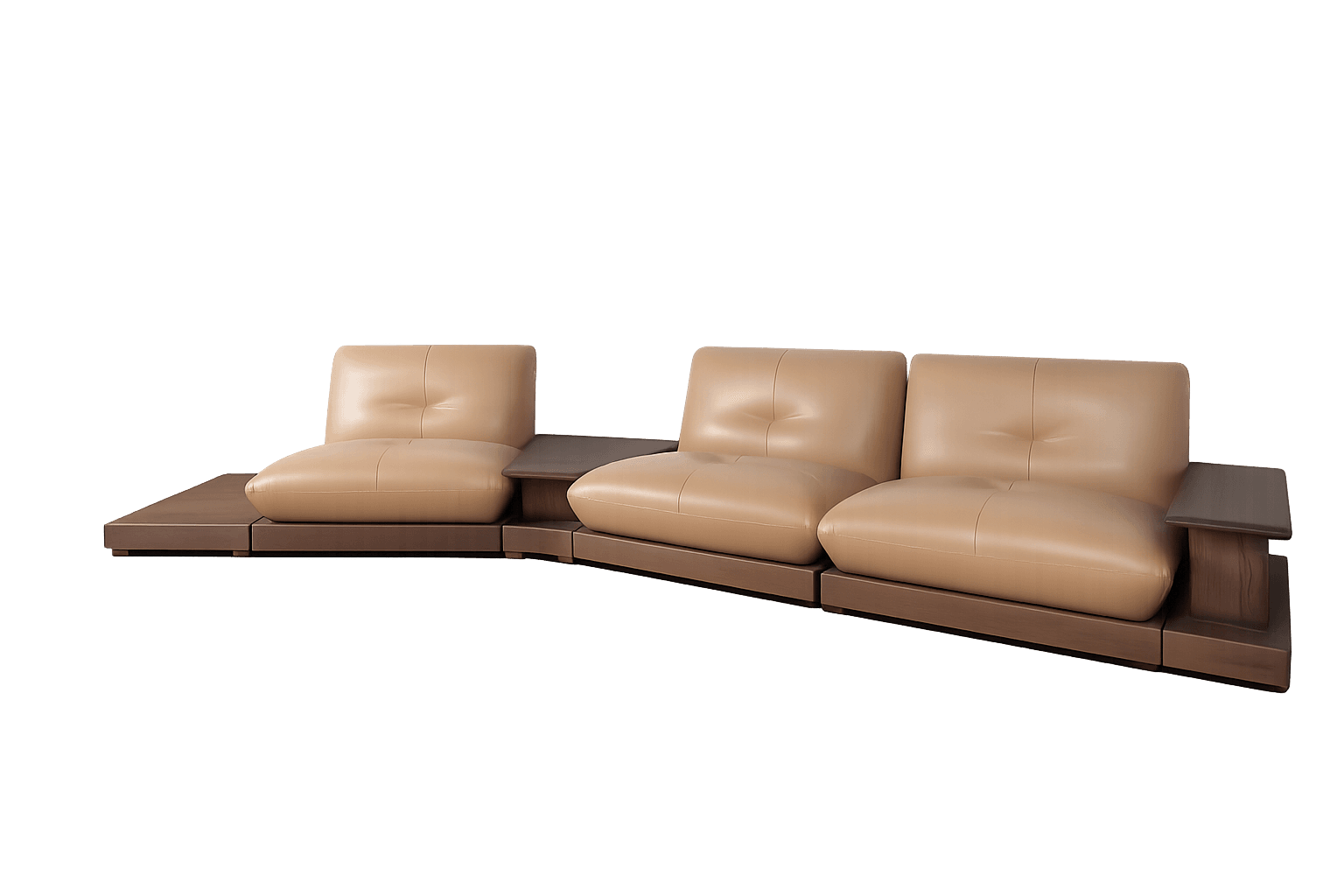 Wood-Armrest Sofa with Side & Coffee Tables — Sofa.